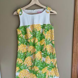 Lilly Pulitzer Pineapple Green Yellow Shift Dress size 2